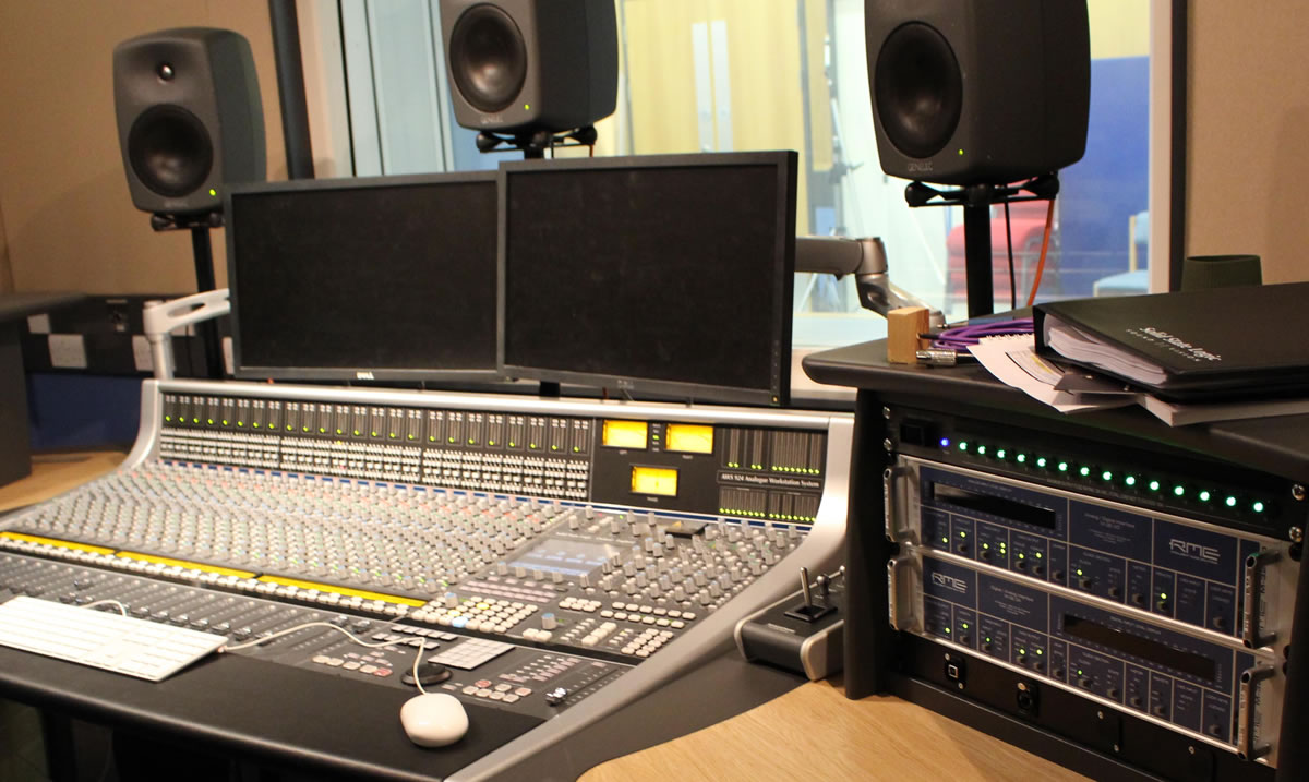 The setup at Falmouth University featuring RME M-32 AD and DA converters