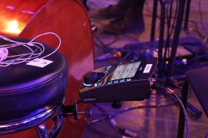 myMix mixer attached to musician's chair