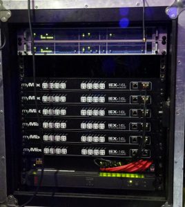 myMix rack with 5 IEX-16L expanders and 2 RME ADI-648's