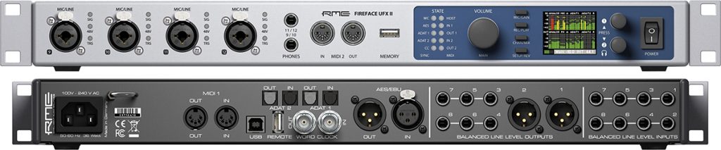 RME Fireface UFX II Fron & Back Panel - Synthax Audio UK