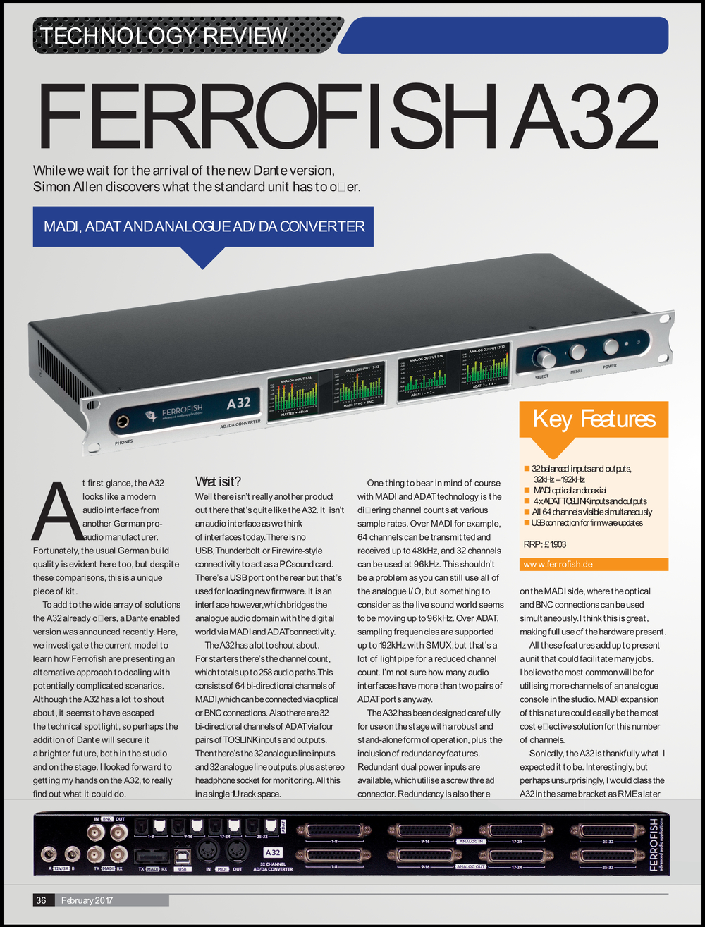 Ferrofish A32 AMI Review - Synthax Audio UK