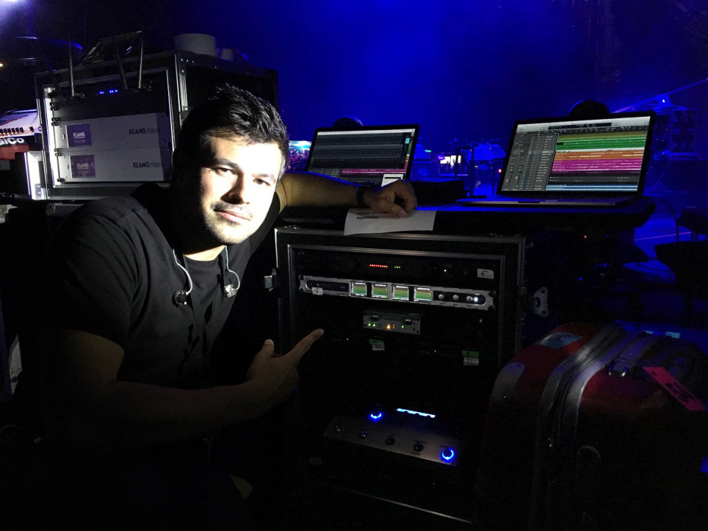Chris Elms with the RME and Ferrofish playback rig - Björk - Synthax Audio UK