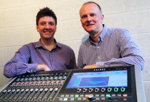 Jim Green and Martin Warr with the Calrec Brio 36 