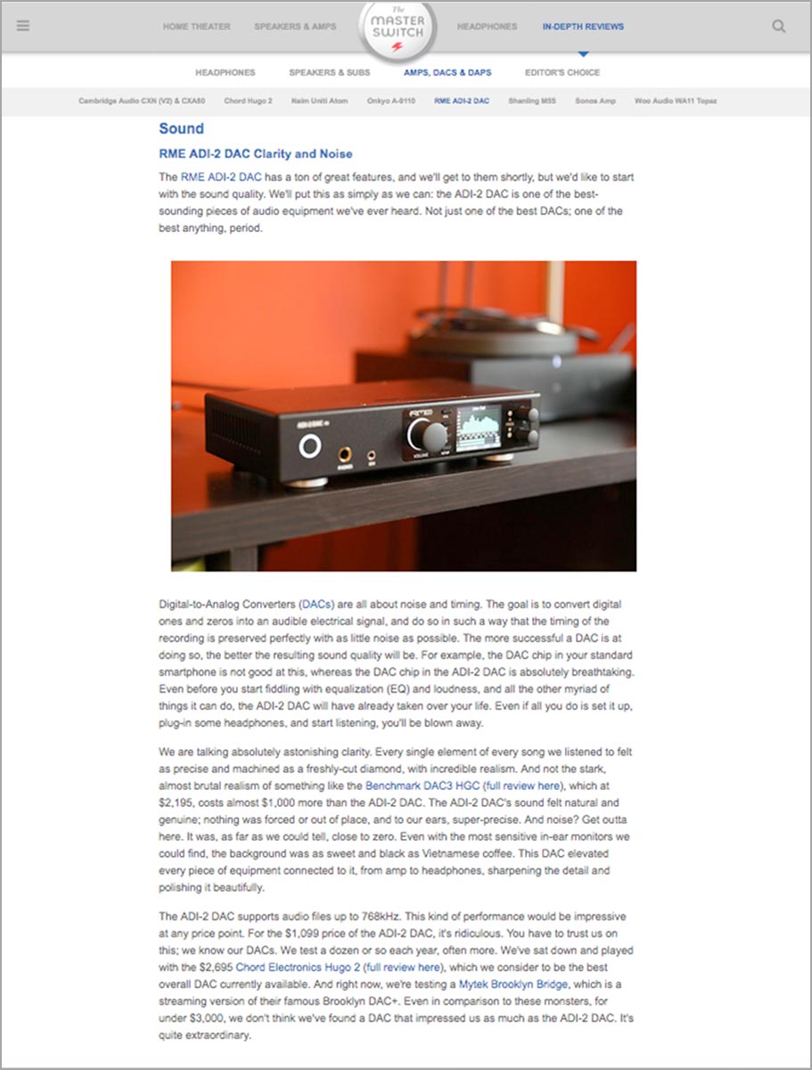 RME ADI-2 DAC - Review - The Master Switch - Synthax Audio UK