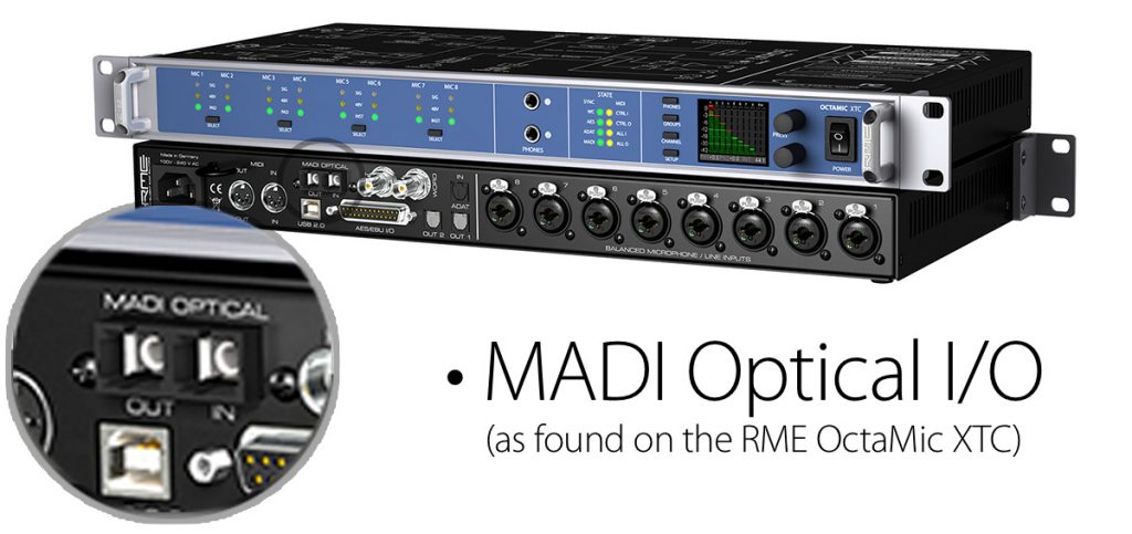 RME MADI I/O closeup on the OctaMic XTC