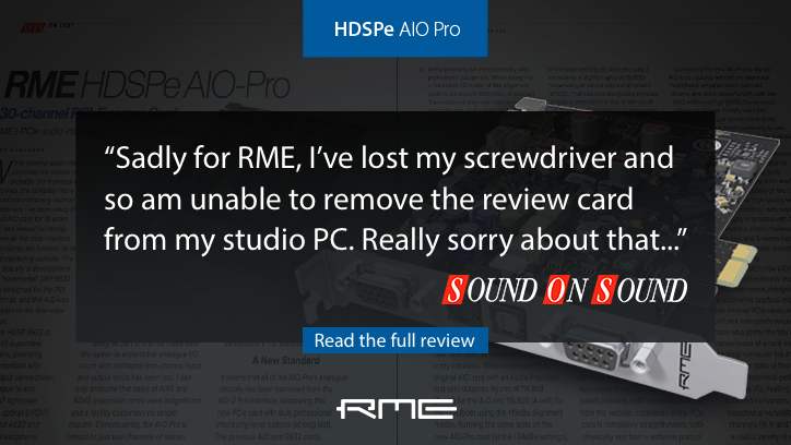 RME HDSPe AIO Pro - Sound On Sound Review - Synthax Audio UK