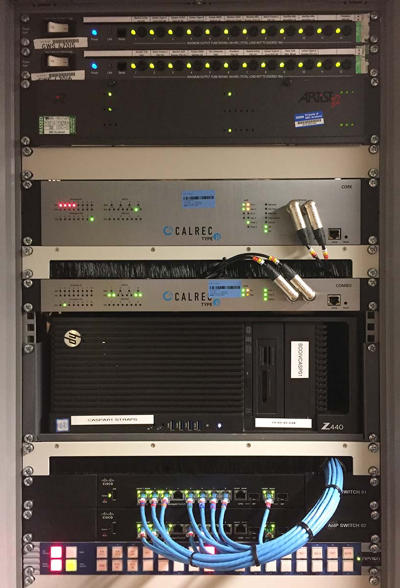 Rack featuring the Calrec Type R Core and Combo I/O expansion
