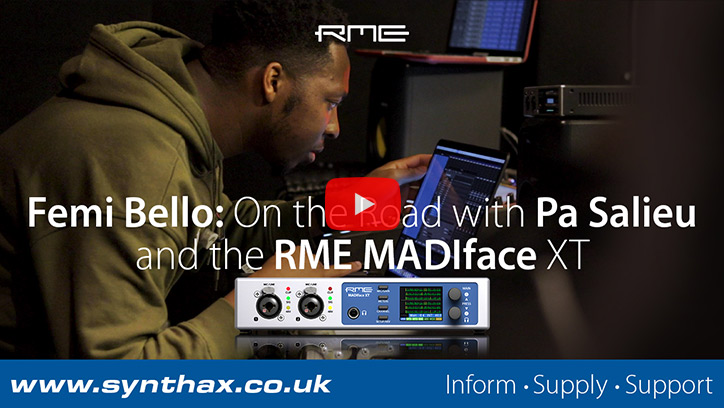 Live sound engineer Femi Bello in rehearsals with Pa Salieu and the RME MADIface XT
