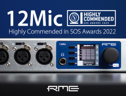 Closeup of the RME 12Mic with Sound On Sound Highly Commended Award 2022