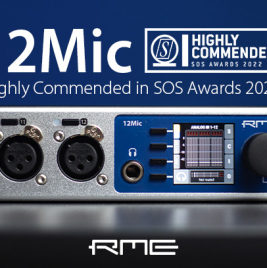Closeup of the RME 12Mic with Sound On Sound Highly Commended Award 2022