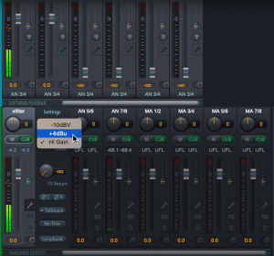 RME TotalMix FX Signal Level Options - Synthax Audio UK