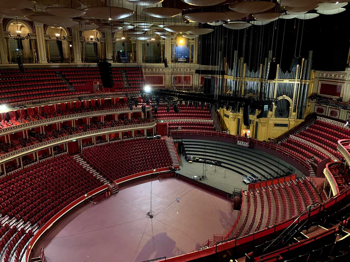 Angled shot of the inside of the Royal Albert Hall