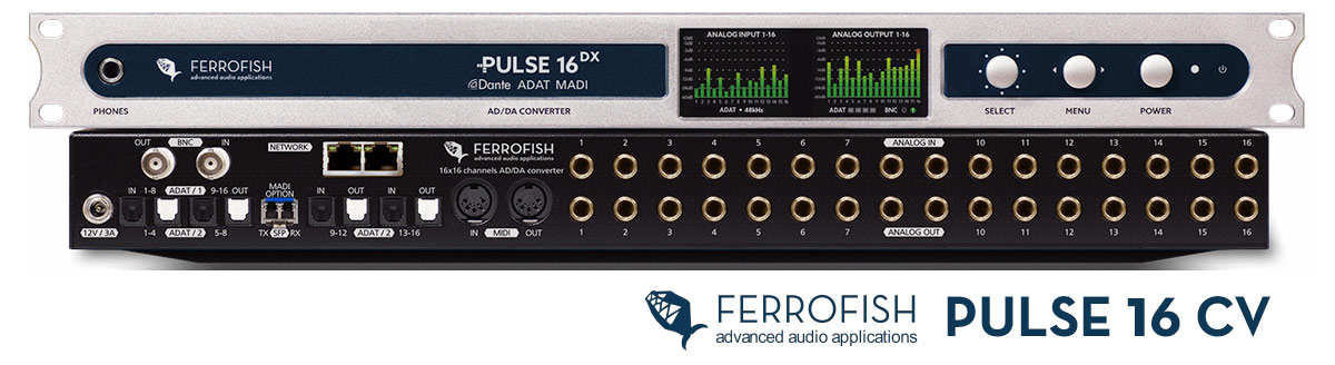 Ferrofish Pulse 16 DX Dante front and back panel