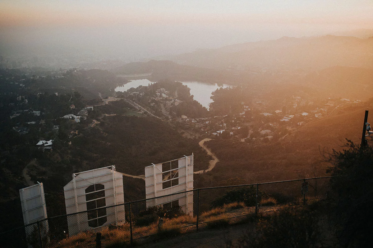 Landscape shot from behind the Hollywood sign in California, USA