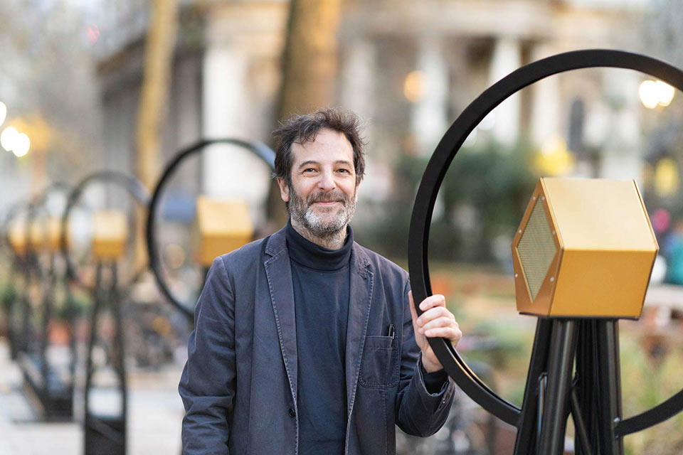 Nick Ryan with his VoiceLine installation for the BBC centenary