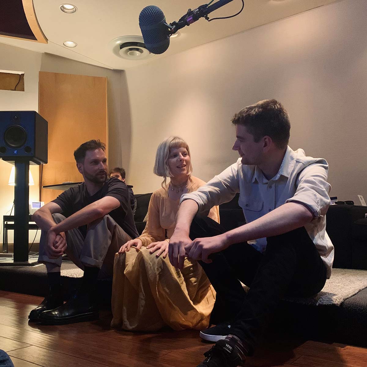 Adam Lukas, Aurora and James Everingham in the studio