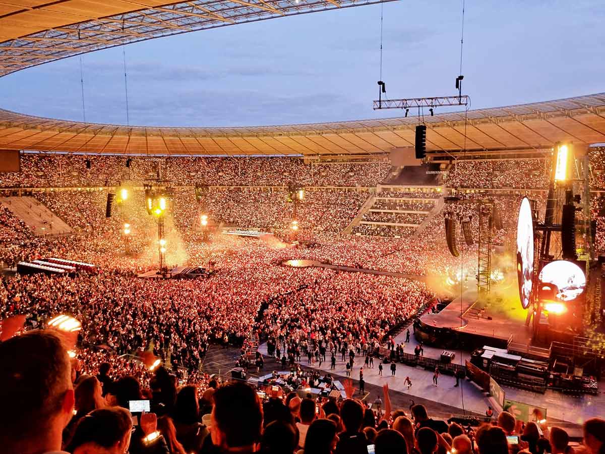 Stadium crowd at a Coldplay concert