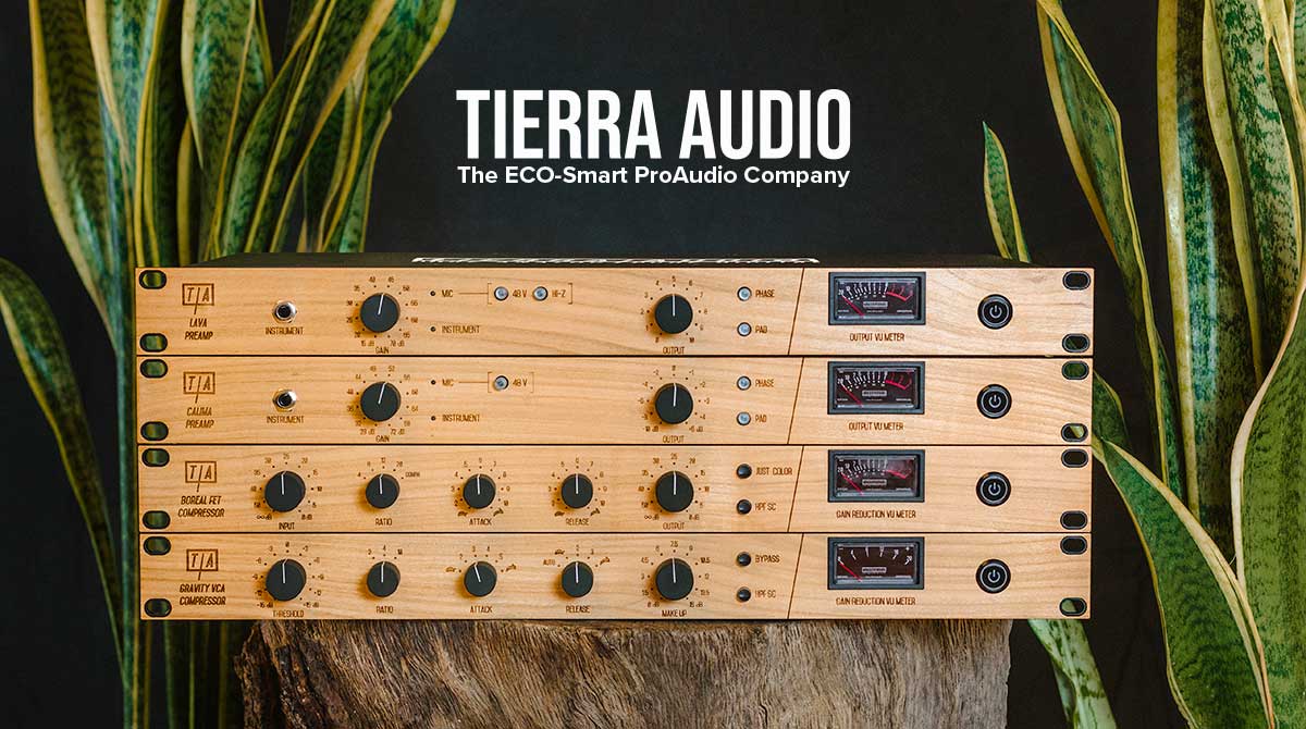 Tierra Audio preamps and compressors surrounded by plants