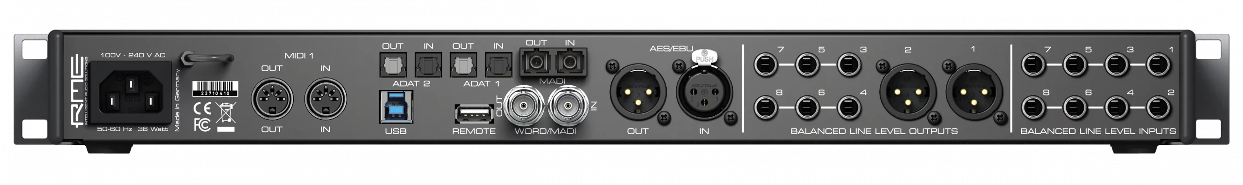 RME Fireface UFX III back panel