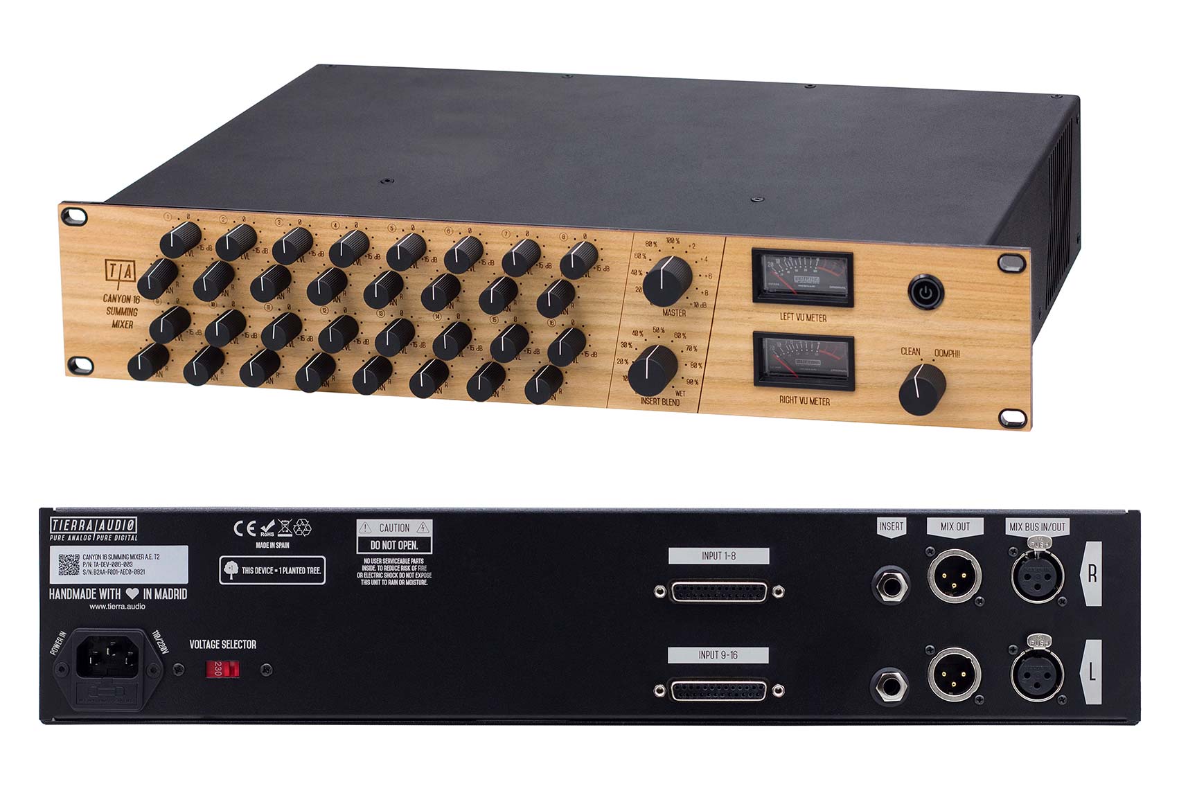 Tierra Audio analogue summing mixer and back panel