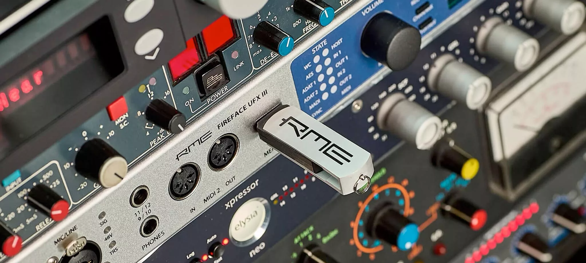 USB memory stick inserted into RME Fireface UFX III