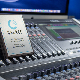 Award on top of Calrec Brio mixing console