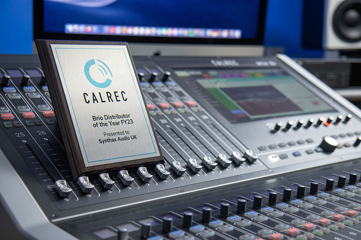 Award on top of Calrec Brio mixing console