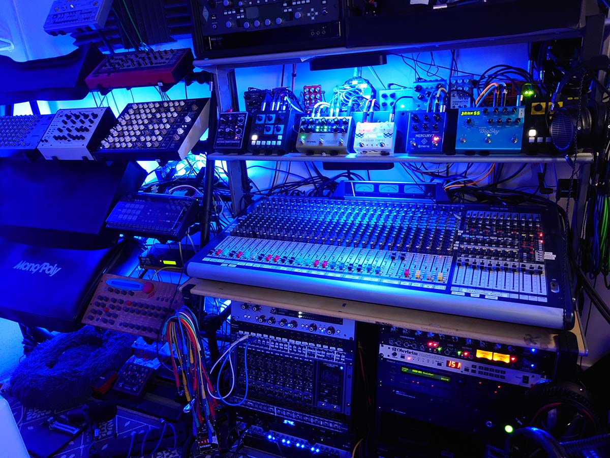 Mixing console and various studio outboard and guitar pedals