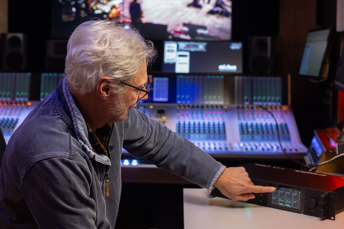 Conrad Fletcher using the Prodigy.MX inside the Mixbus OB Truck