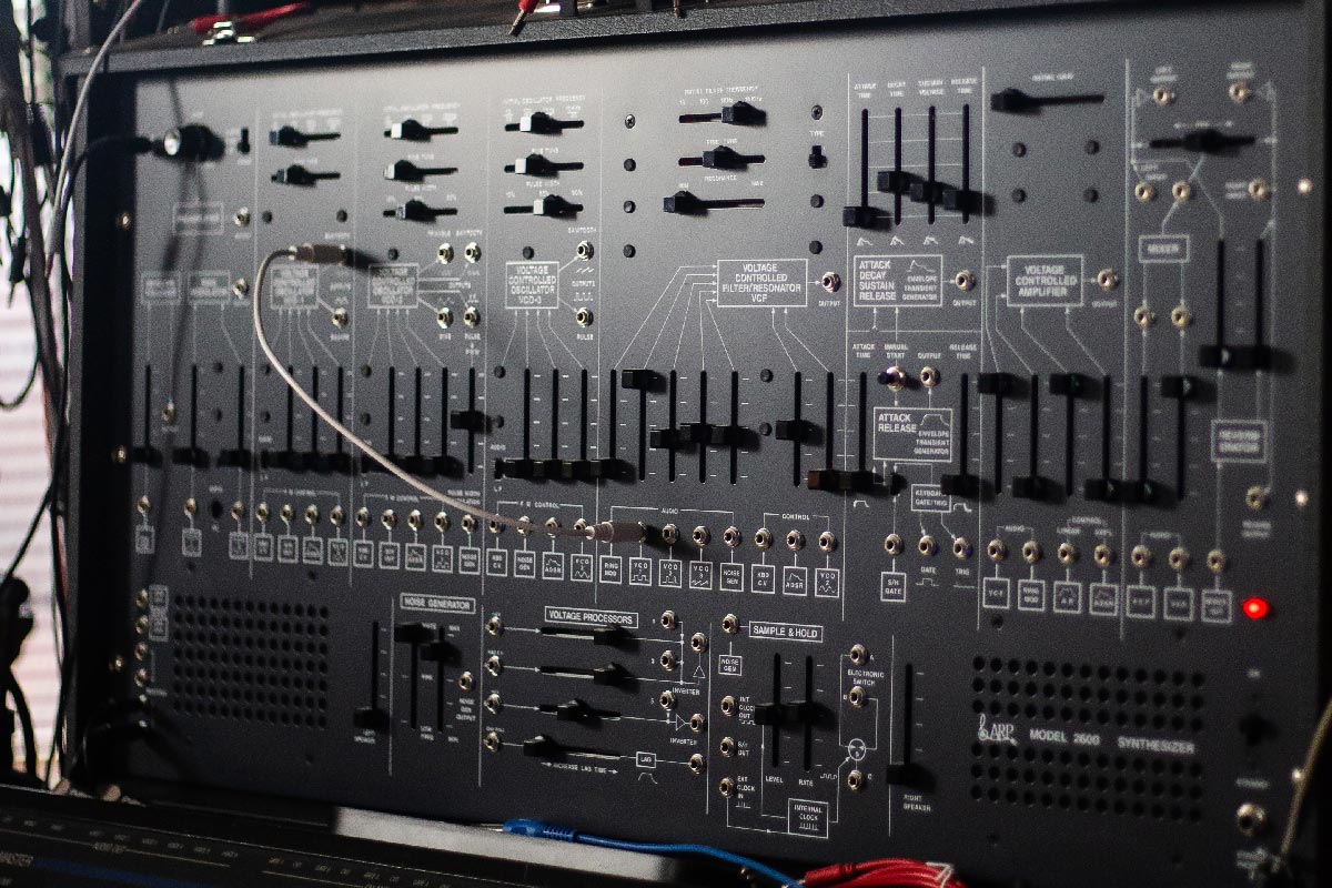 Arp 2600 reissue in Composer Andy Gray's studio