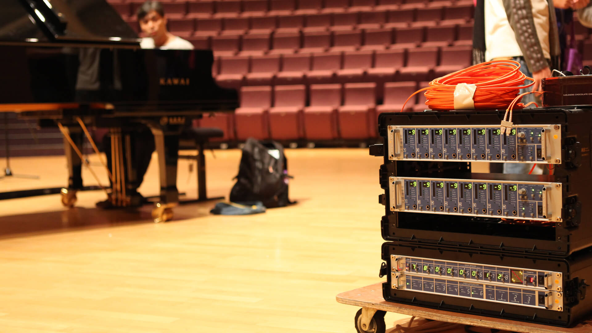 RME Micstays in a rack in a concert hall