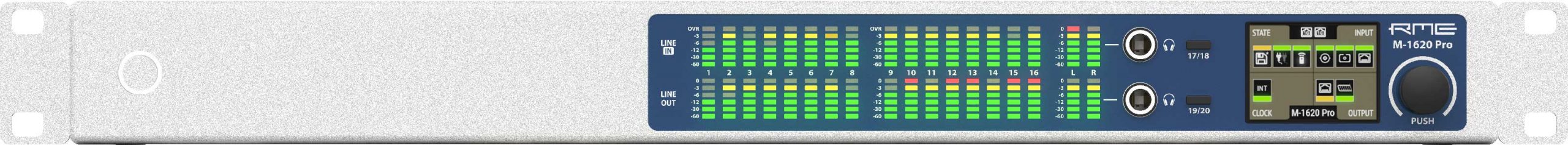 Render of the RME M-1620 Pro front panel