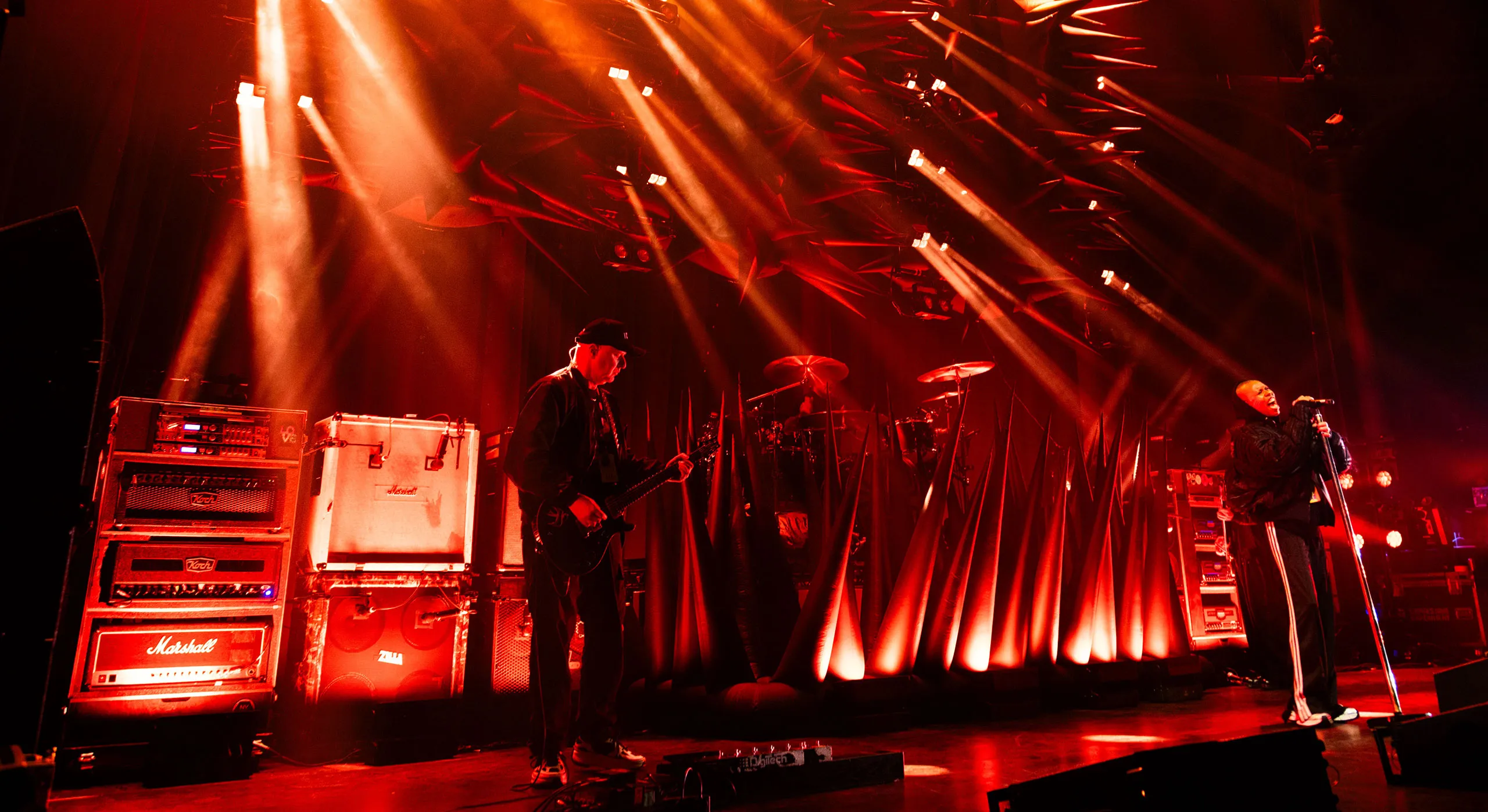 Ace (left) and Skin (right) of Skunk Anansie on stage at the Camden Roundhouse in 2025