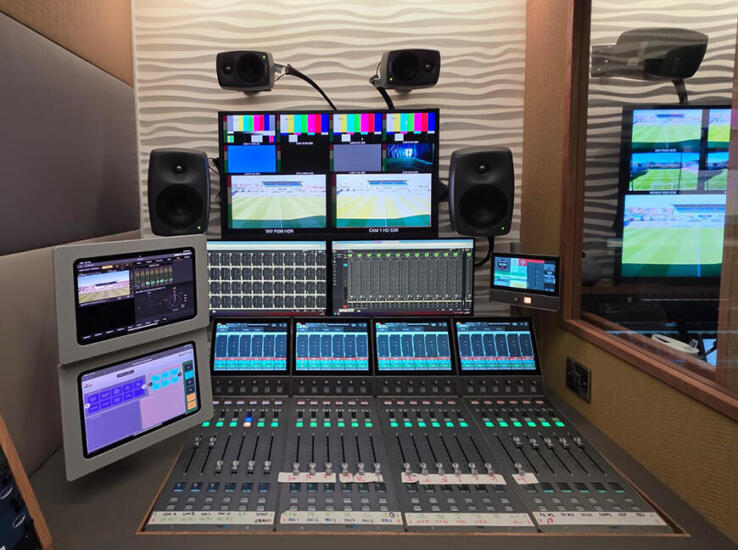 Calrec Type R console inside NEP's NEO OB Truck