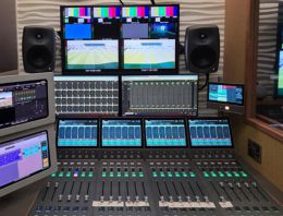 Calrec Type R console inside NEP's NEO OB Truck