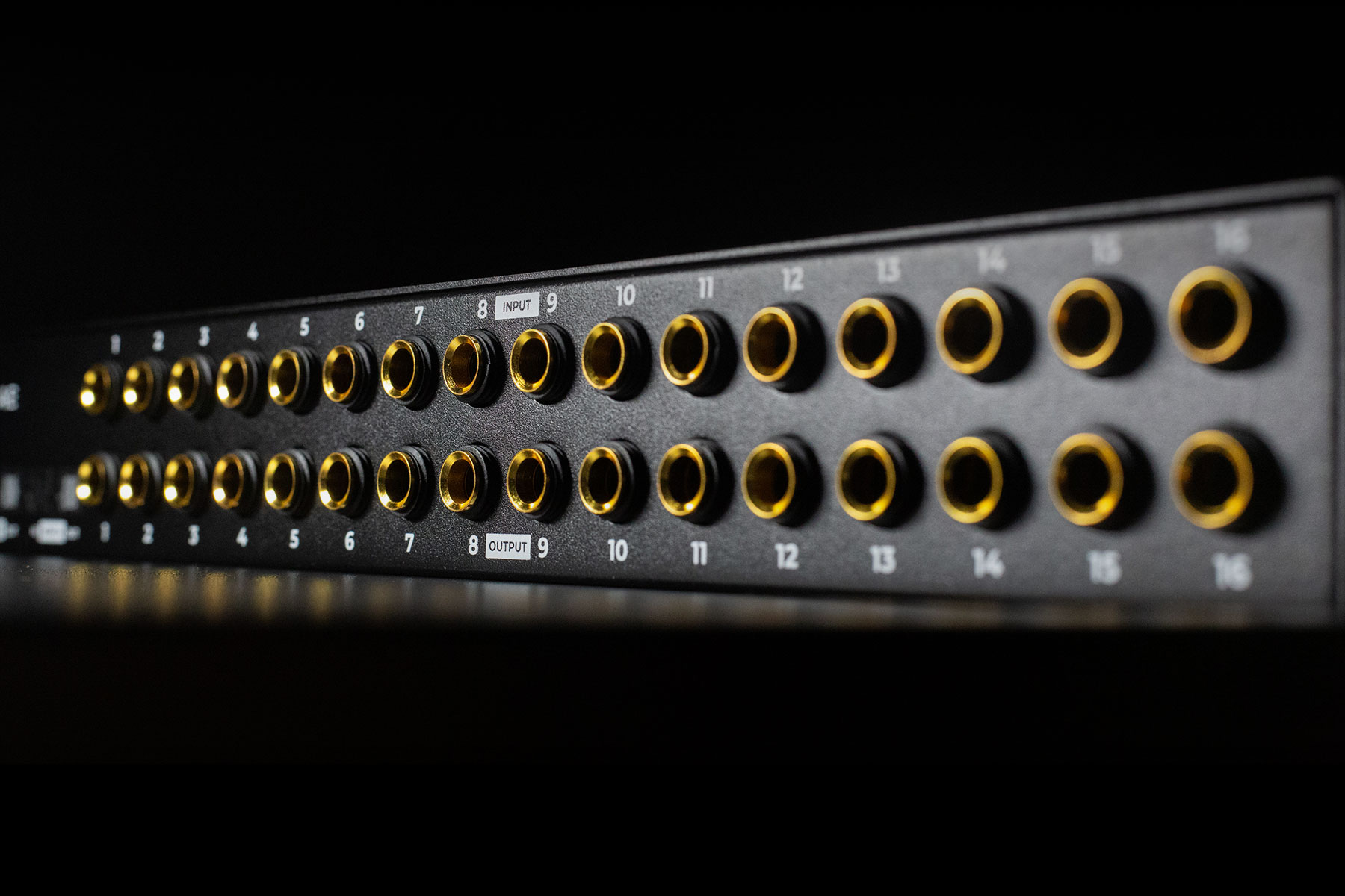 Closeup of the TRS connections on the Ferrofish Pulse16 AE