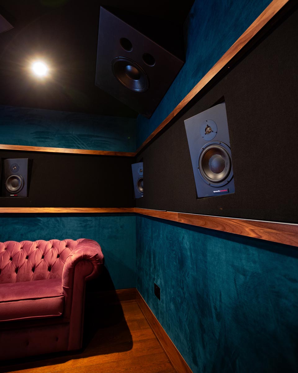 Dynaudio M-Series surround sound monitors in a studio