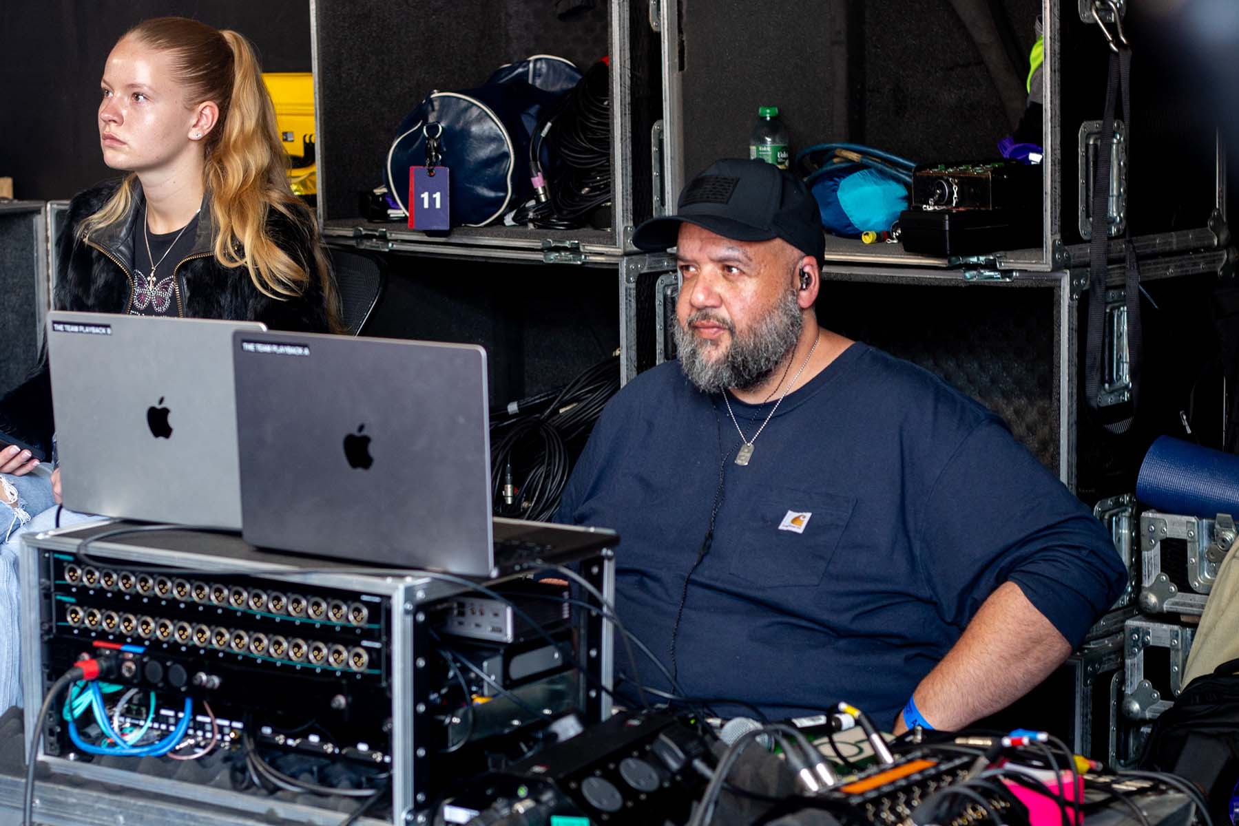 Producer Wez running playback on tour with FLO