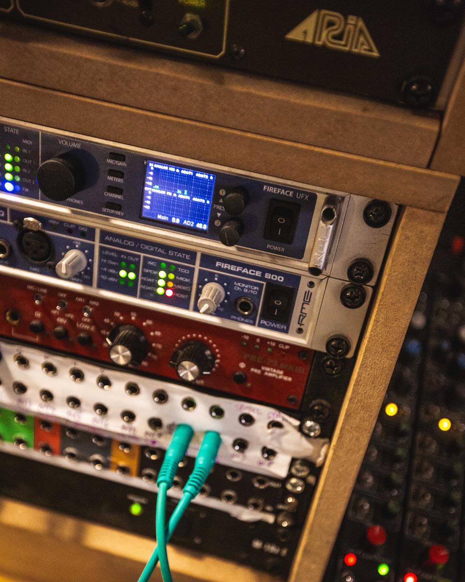 RME Fireface UFX and 800 interfaces in the rack