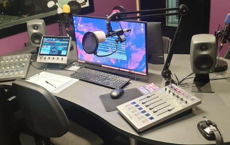 Calrec Type R console inside Studio Two, Flirt FM