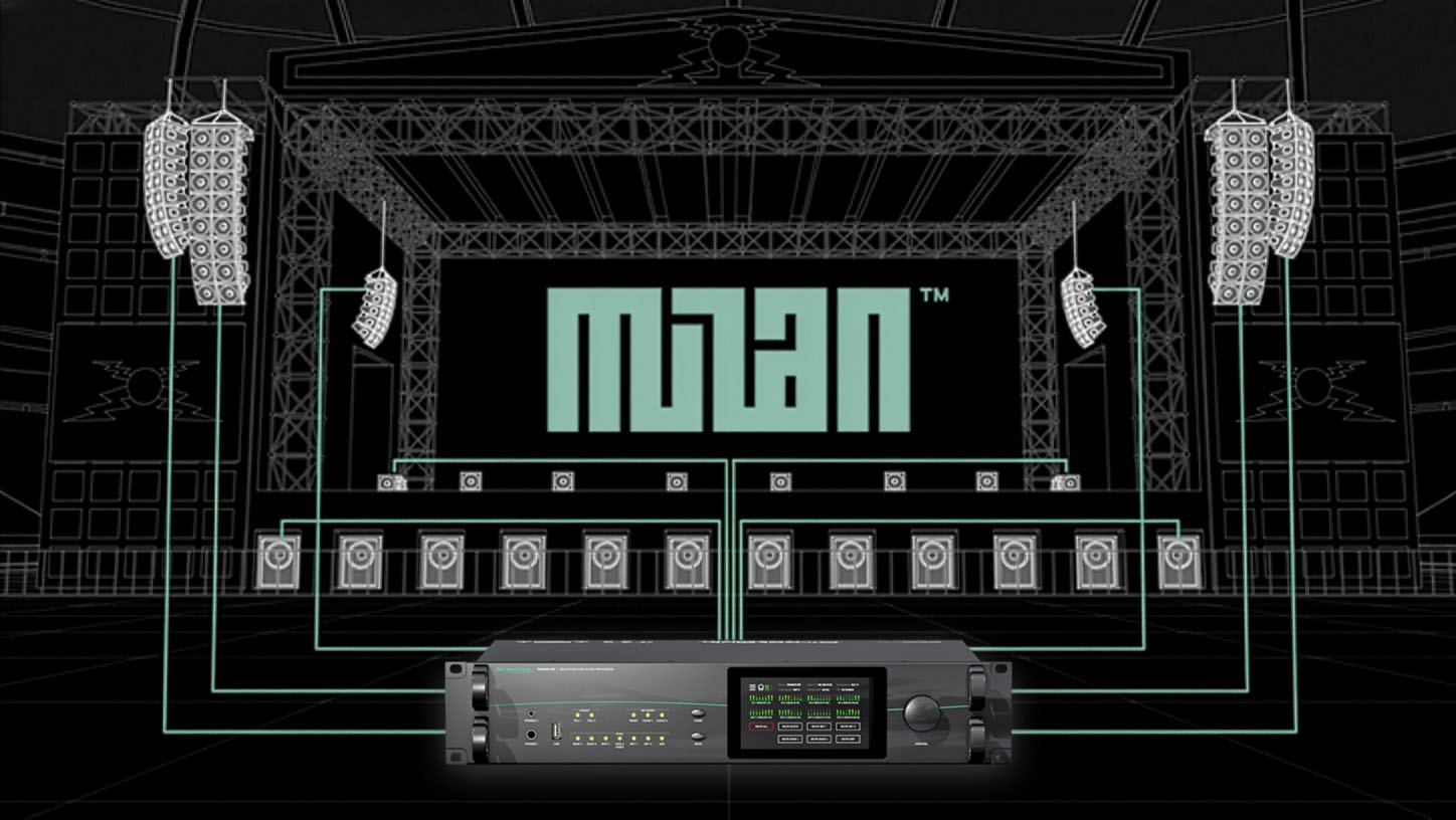 DirectOut PRODIGY diagram showing PA system connected via AVB-MILAN