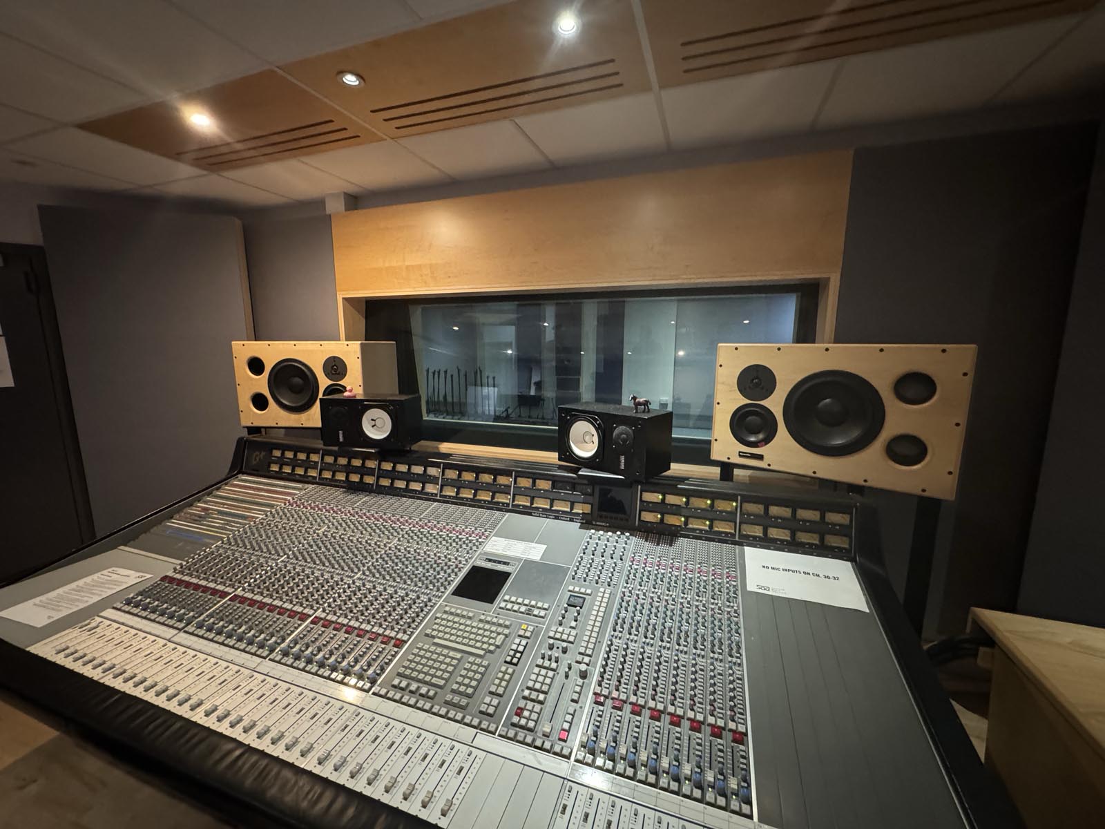 SSL SL4000G+ console with Dynaudio M-series and Yamaha NS10 monitors
