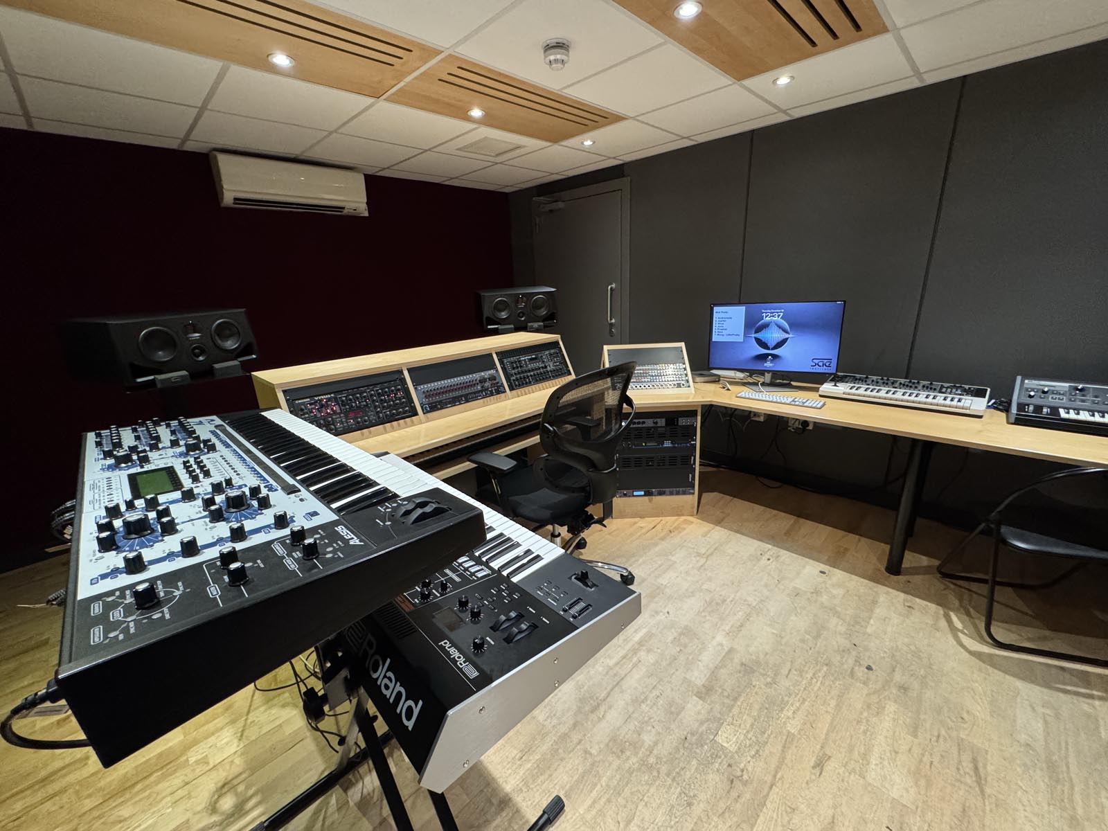 SAE London's instrument room with several synthesizers