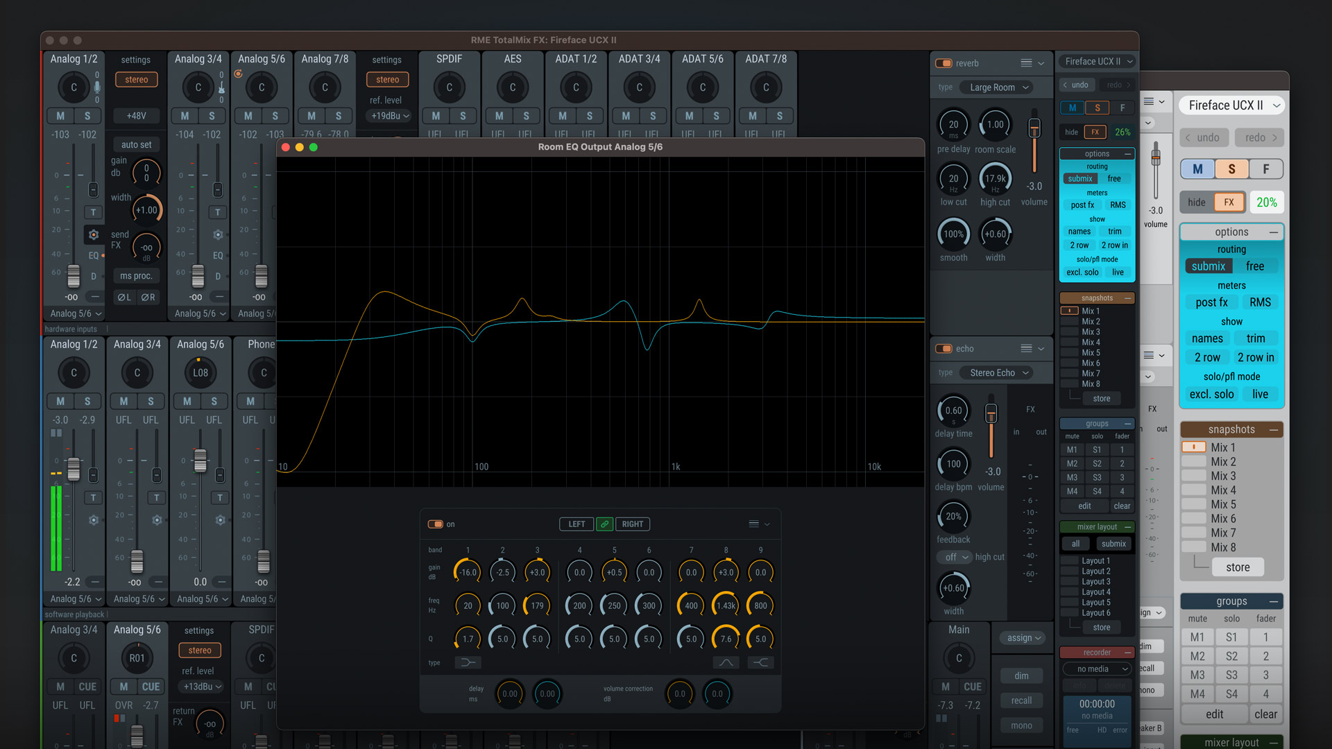 Screenshot of RME's TotalMix FX 2.0 software