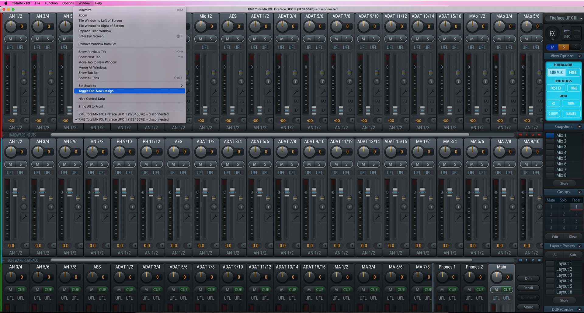 TotalMix Legacy Mode