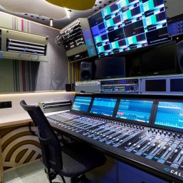 Calrec Argo 36 fader console in Vivid Broadcast's Barra OB Truck