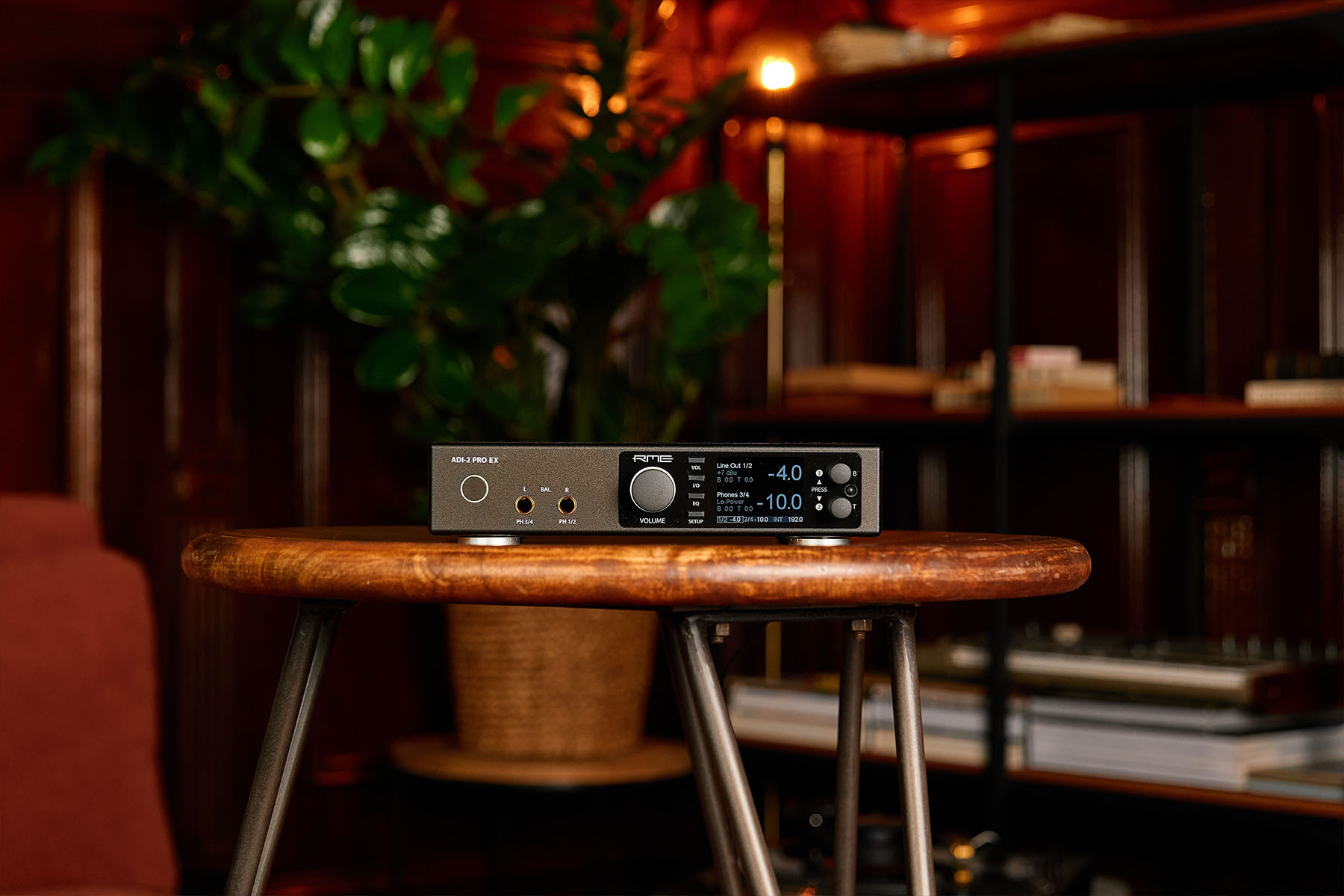RME ADI-2 Pro EX converter on a coffee table