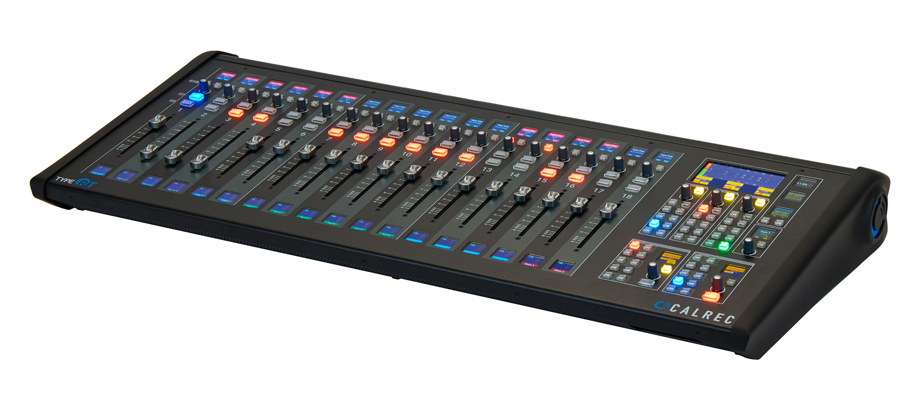 Perspective render of Calrec Type RT 18-fader version