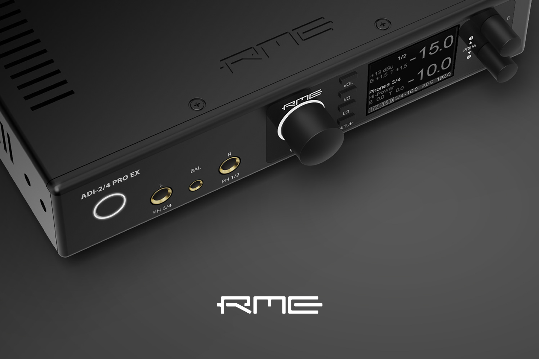 Top angle of the RME ADI-2/4 Pro EX on black