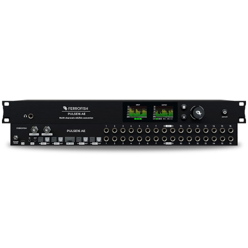 Front and back panels of the Ferrofish Pulse 16 AE converter